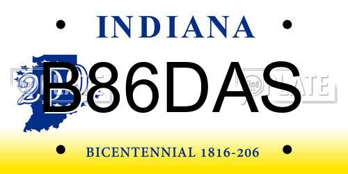 B86DAS Indiana License Plate