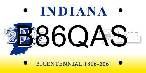 B86QAS Indiana License Plate