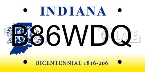 B86WDQ Indiana License Plate