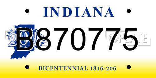 B870775 Indiana License Plate