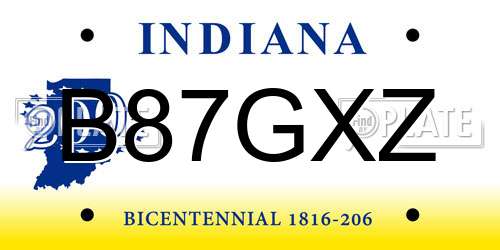B87GXZ Indiana License Plate