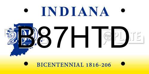 B87HTD Indiana License Plate