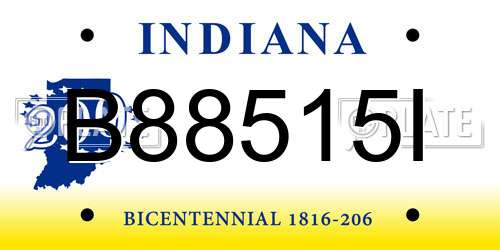 B88515I Indiana License Plate