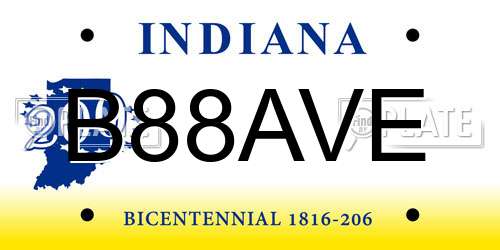 B88AVE Indiana License Plate