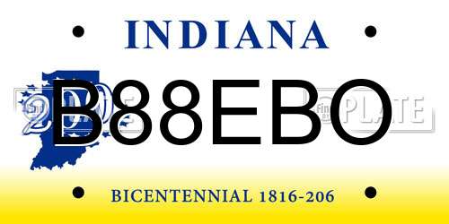 B88EBO Indiana License Plate