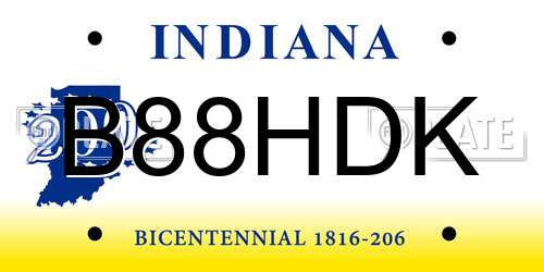 B88HDK Indiana License Plate
