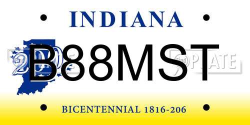B88MST Indiana License Plate