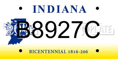 B8927C Indiana License Plate