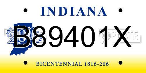 B89401X Indiana License Plate