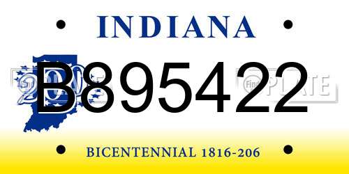 B895422 Indiana License Plate