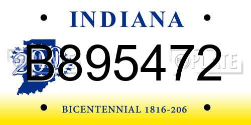 B895472 Indiana License Plate