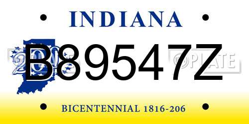 B89547Z Indiana License Plate