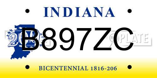 B897ZC Indiana License Plate