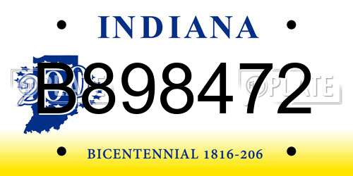 B898472 Indiana License Plate
