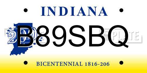 B89SBQ Indiana License Plate