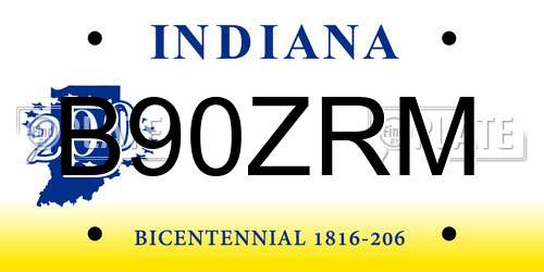 B90ZRM Indiana License Plate