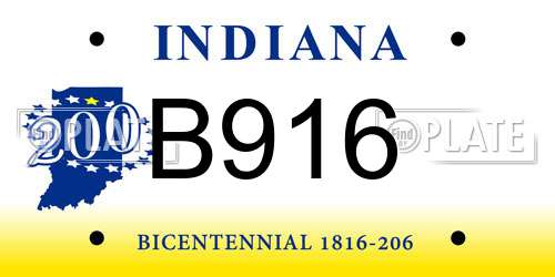 B916 Indiana License Plate
