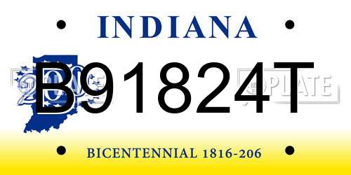 B91824T Indiana License Plate