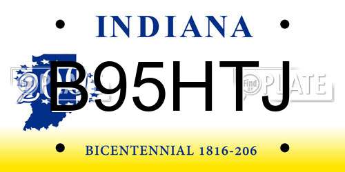 B95HTJ Indiana License Plate