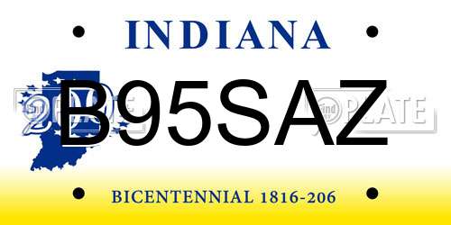B95SAZ Indiana License Plate