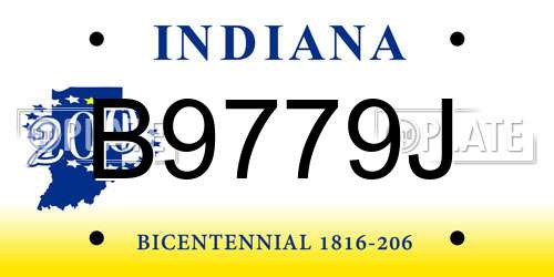 B9779J Indiana License Plate