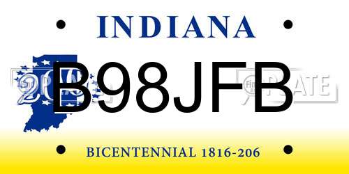 B98JFB Indiana License Plate
