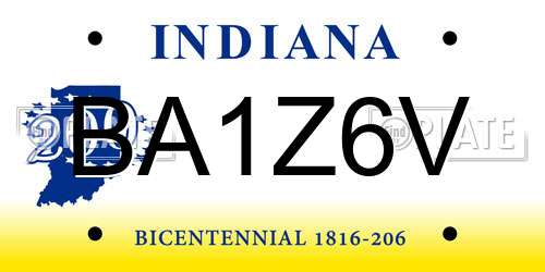 BA1Z6V Indiana License Plate