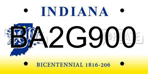 BA2G900 Indiana License Plate