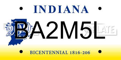 BA2M5L Indiana License Plate