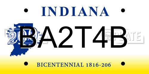 BA2T4B Indiana License Plate