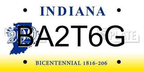 BA2T6G Indiana License Plate