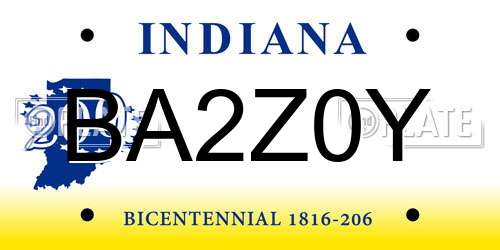BA2Z0Y Indiana License Plate