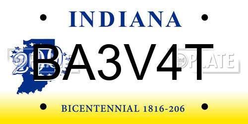 BA3V4T Indiana License Plate