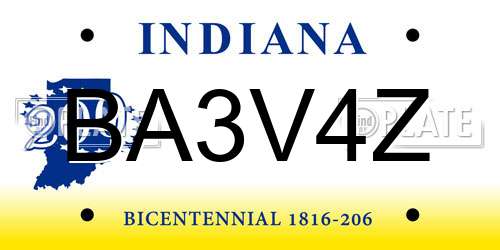 BA3V4Z Indiana License Plate