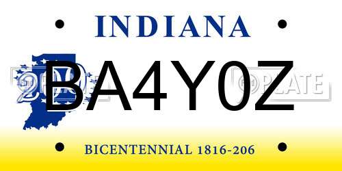 BA4Y0Z Indiana License Plate