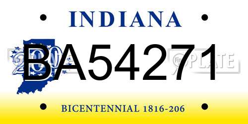 BA54271 Indiana License Plate