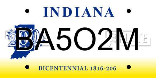 BA5O2M Indiana License Plate