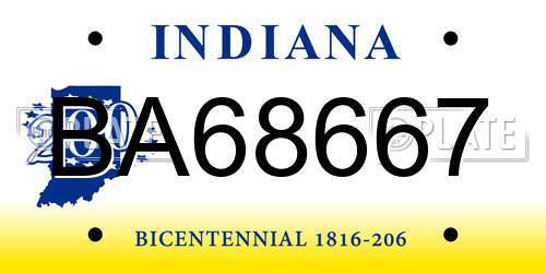 BA68667 Indiana License Plate