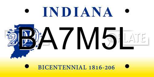 BA7M5L Indiana License Plate