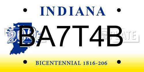 BA7T4B Indiana License Plate