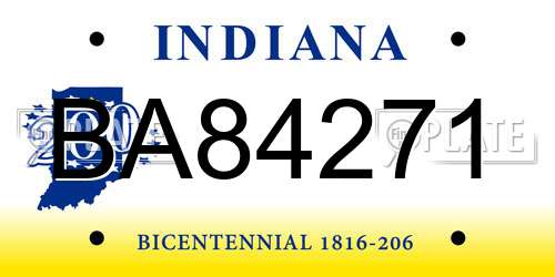 BA84271 Indiana License Plate