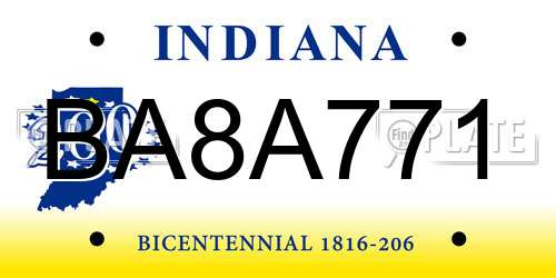 BA8A771 Indiana License Plate