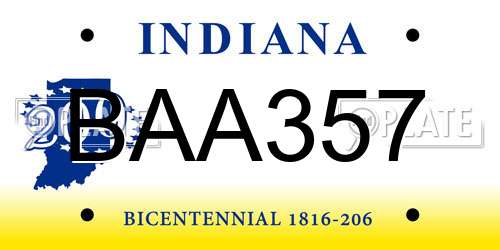 BAA357 Indiana License Plate