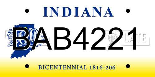 BAB4221 Indiana License Plate