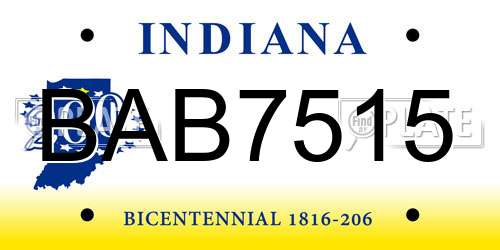 BAB7515 Indiana License Plate