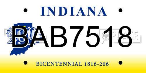 BAB7518 Indiana License Plate