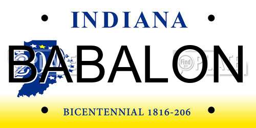 BABALON Indiana License Plate