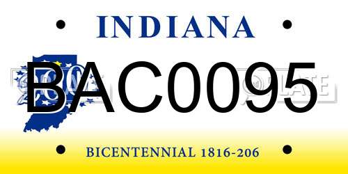 BAC0095 Indiana License Plate