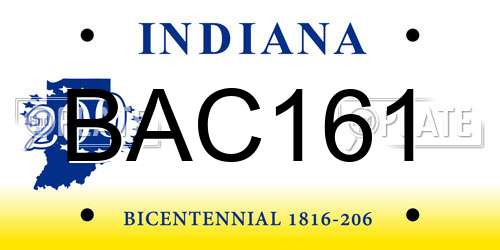 BAC161 Indiana License Plate
