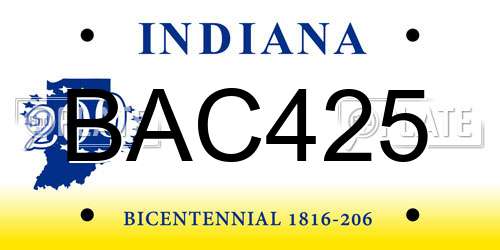 BAC425 Indiana License Plate